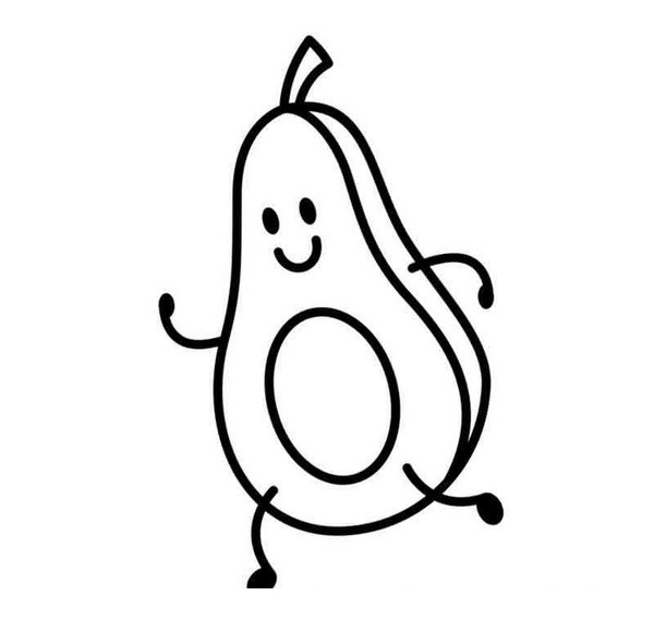 Online coloring book: Running avocado coloring book